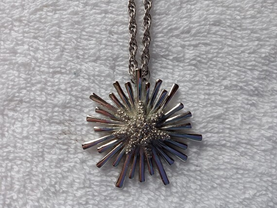 Monet Necklace Retro Silver Tone Starburst - image 1