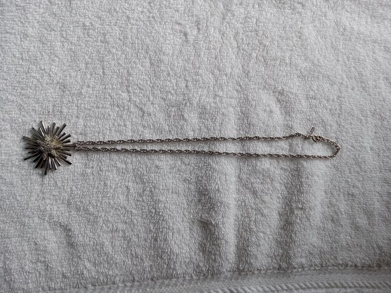 Monet Necklace Retro Silver Tone Starburst - image 3