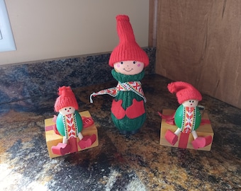 Muñeca de madera con arte popular navideño sueco, arte escandinavo vintage, hecha en Suecia
