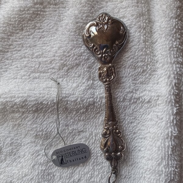 Sweet Vintage Sterling Silver Baby Rattle by REO Thailand NWT