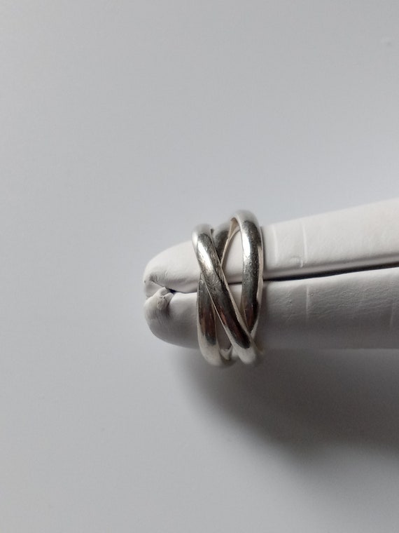 Sterling Silver Triple Interlocking Bands Rings, … - image 2
