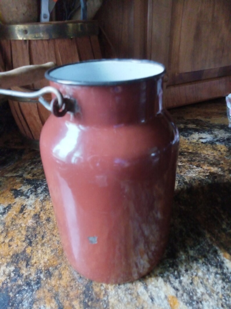 Antique European Graniteware Enamelware Milk Pail Cream Pail Etsy