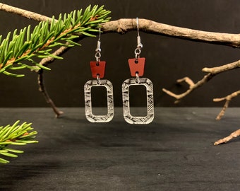 Customizable Round Geometric Earrings, Rectangular Acrylic Dangle Earrings, Laser Cut Jewelry