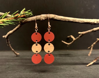 Customizable Round Wooden Dangle Earrings, Customizable Earrings, Circle Earrings, Round Earrings, Dangle Earrings, Wooden Earrings