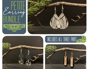 Petite Earring Bundle, Floral Earrings, Flower Earrings, Drop Earrings, Dangle Earrings, Acrylic Earrings, Teardrop Earrings, Wood Earrings