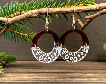 Customizable Leopard Print Dangle Earrings, Round Earrings, Laser Cut Earrings, Dangle Earrings, Leopard Print Jewelry