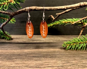 Floral Leather Earrings, Petite Lightweight Acrylic Flower Jewelry, Faux Leather Drop Earring, Laser Cut Jewelry