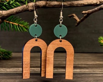 Customizable Arch Earrings, Wooden Earrings, Laser Cut Earrings, Earrings, Arch Earrings, Dangle Earrings