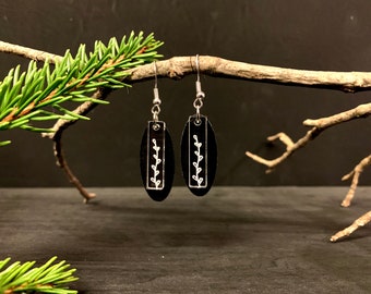 Floral Leather Earrings, Petite Lightweight Acrylic Flower Jewelry, Faux Leather Drop Earring, Laser Cut Jewelry