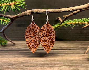 Customizable Faux Leather Earrings, Laser Cut Earrings, Geometric Earrings, Dangle Earrings