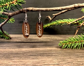 Floral Leather Earrings, Petite Lightweight Acrylic Flower Jewelry, Faux Leather Drop Earring, Laser Cut Jewelry