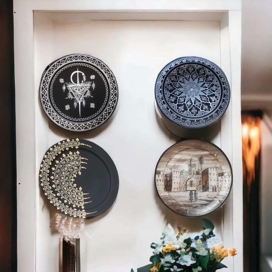 Moroccan Ceramic Plates, Handmade and Hand Painted, Wall Decorative