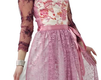 dirndl elbisesi, geleneksel kostuum, beden 34-36-38-40-42-44-46-48-