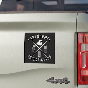 Paranormal Investigator Car Magnets, EMF, EVP and Spirit Box Magnet, Gift for Ghost Hunters, Car Magnet size 5&quot; x 5&quot;