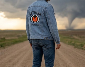Skywarn Spotter Denim Jacket | Storm Chaser Jean Jacket | Weather Enthusiast Outerwear | Meteorologist Gift