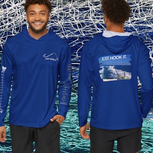 Fishing Shirt With Fish Ruler to Measure Fish and Top Knots Guide, Unisex Long sleeve with hoodie UPF 50+