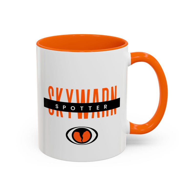 Skywarn Spotter Coffee Mug | Weather Enthusiast Gift, Orange Handle image 3