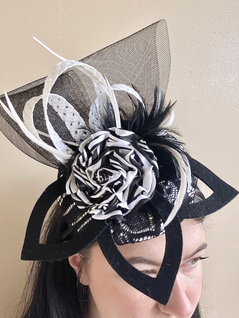 Black and White Fascinator Etsy