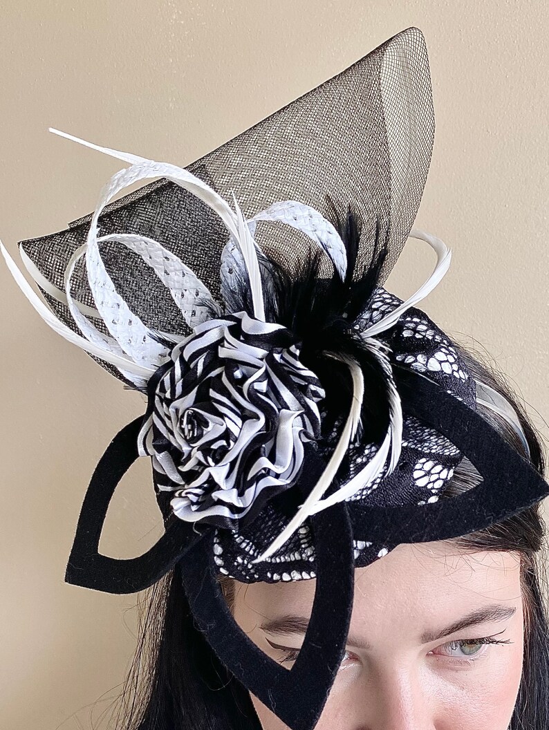Black and White Fascinator Etsy