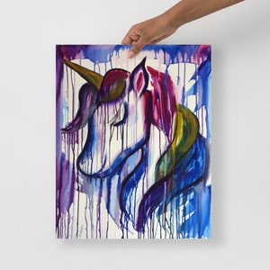 Poster print reproduction of Unicorn original artwork by Jennifer Alice.