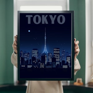 Tokyo Tempest: A Digital Print Featuring the Iconic Tokyo Tower and the City&#39;s Dynamic Energy