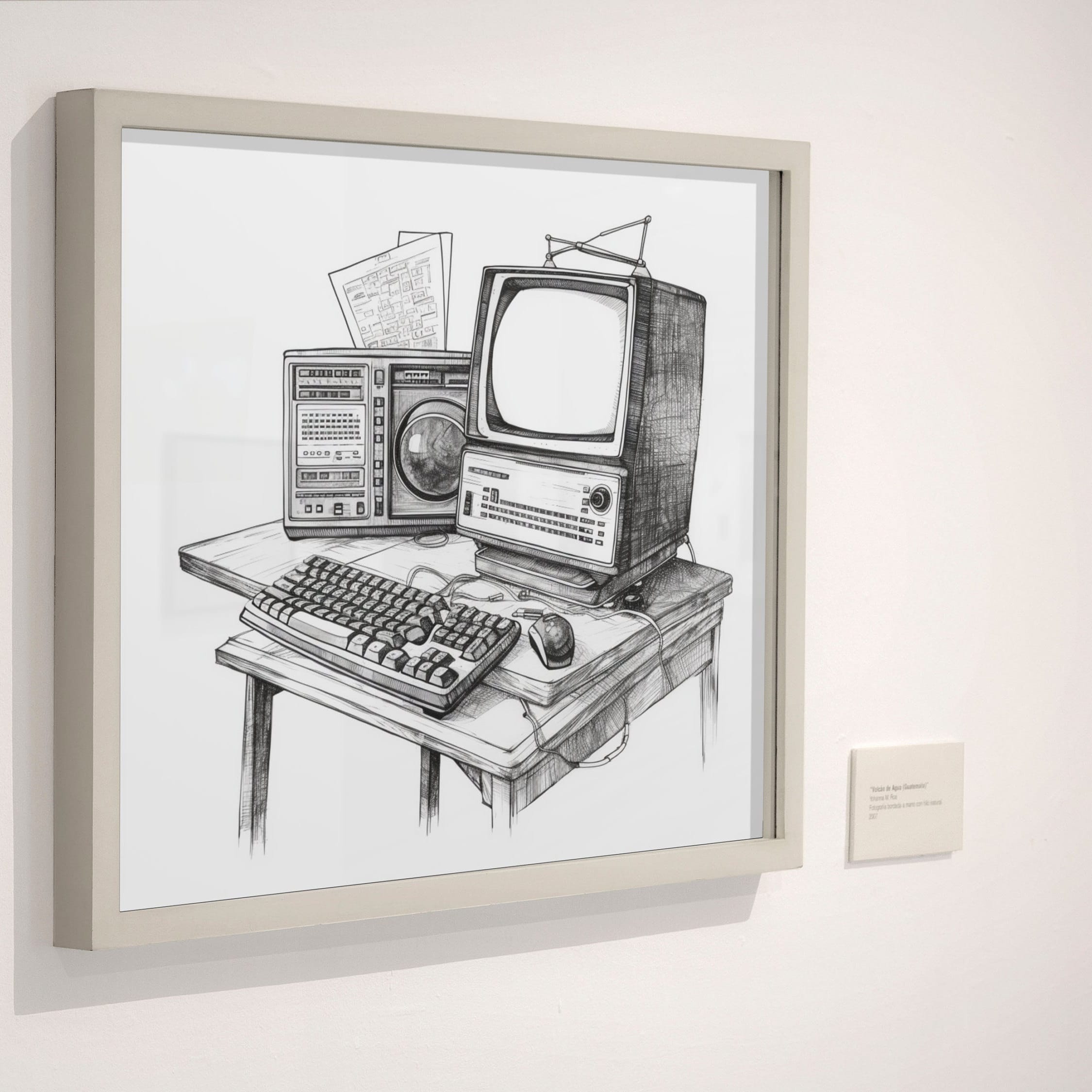 Digital Print of 90s Computer Pencil Drawing Vintage Tech Artwork for ...