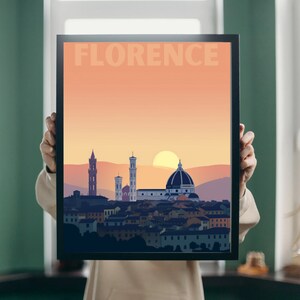 Captivating Florence: A Digital Print Featuring the Timeless Beauty of the Duomo and the Serenity of the Arno River