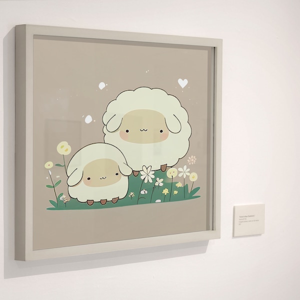 Sheep Dreams: Whimsical and Cute Digital Print for Kids' Room Decor