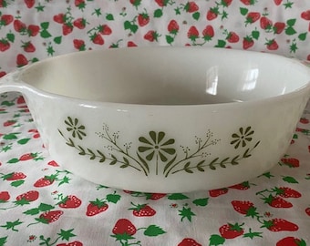 Vintage Milk Glass Glasbake Casserole Dish