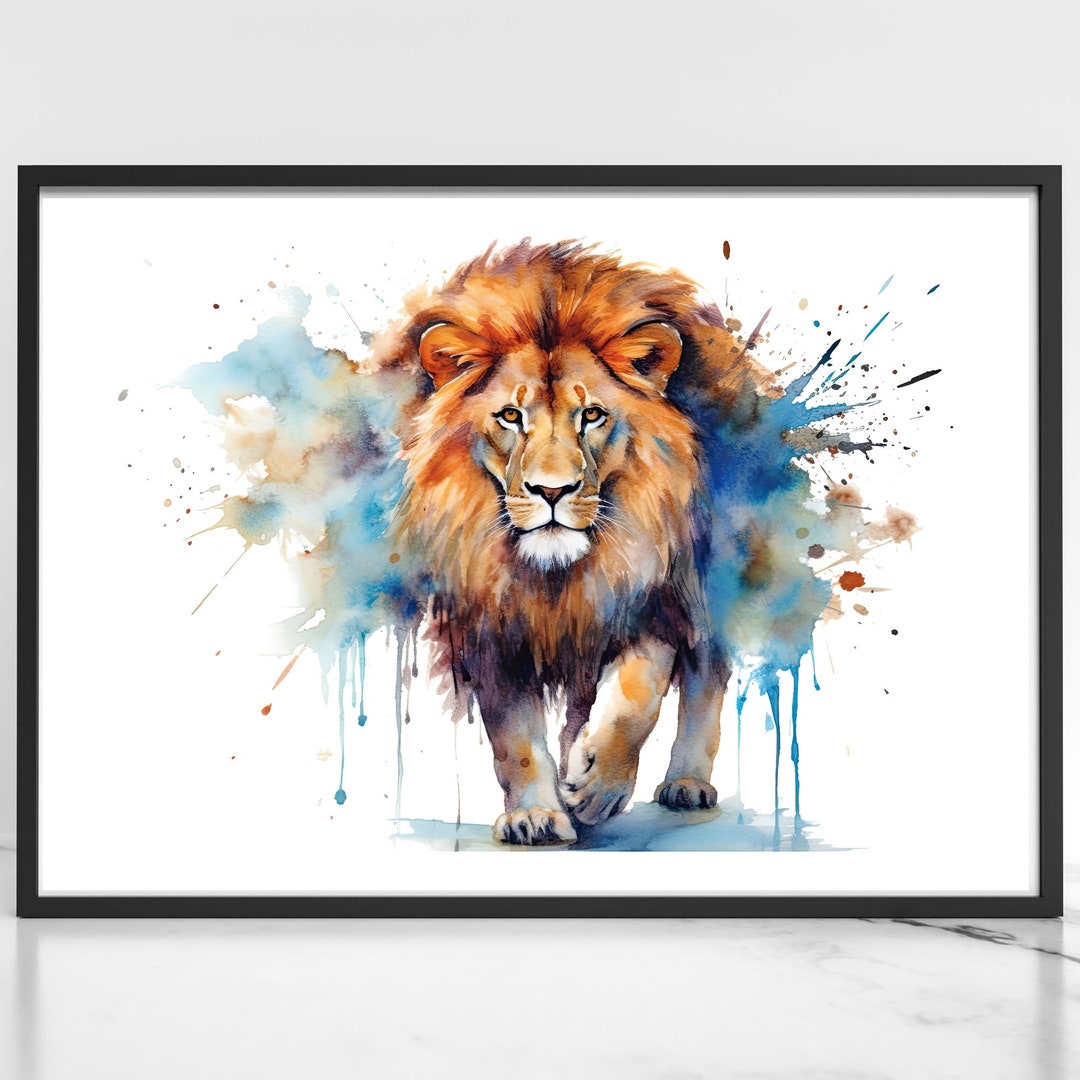 Lion Watercolor Art Print Vibrant Wildlife Illustration digital lion-watercolor-art-print-vibrant-wildlife-illustration-digital