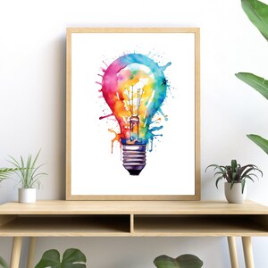 Ampułka Aquarelle SZTUKA DO DRUKU Couleurs wibrujące Ampułka Télécharger Éclairage Décor Mur Décor Cadeau Idée Amant Ilustracja