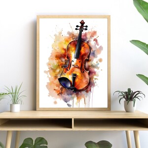 Vibrant Printable Music Decor, Classical Instrument Illustration