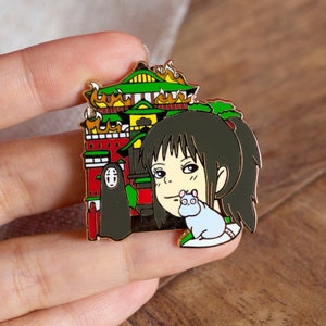 Girl with Fire House - Spirit Away No face Studio Ghibli Hard Enamel Pin Meme