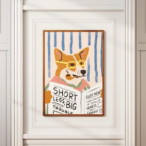 Corgis Kunst Druckbare - Lustiger Hund Wandkunst - Schrullige Haustier Illustration - Digital Download - Süßes Tier Dekor für Hunde-Liebhaber Poster