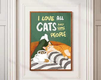 Funny Cat Lover Art Print – Siamese and Cocoa (Digital Download)
