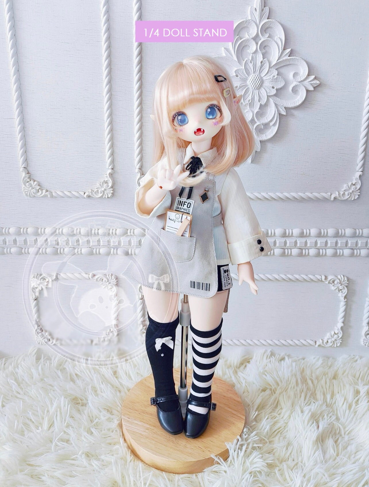 BJD Wig holder Stand Wooden Hair Display For 1/4 1/6 1/8 Doll