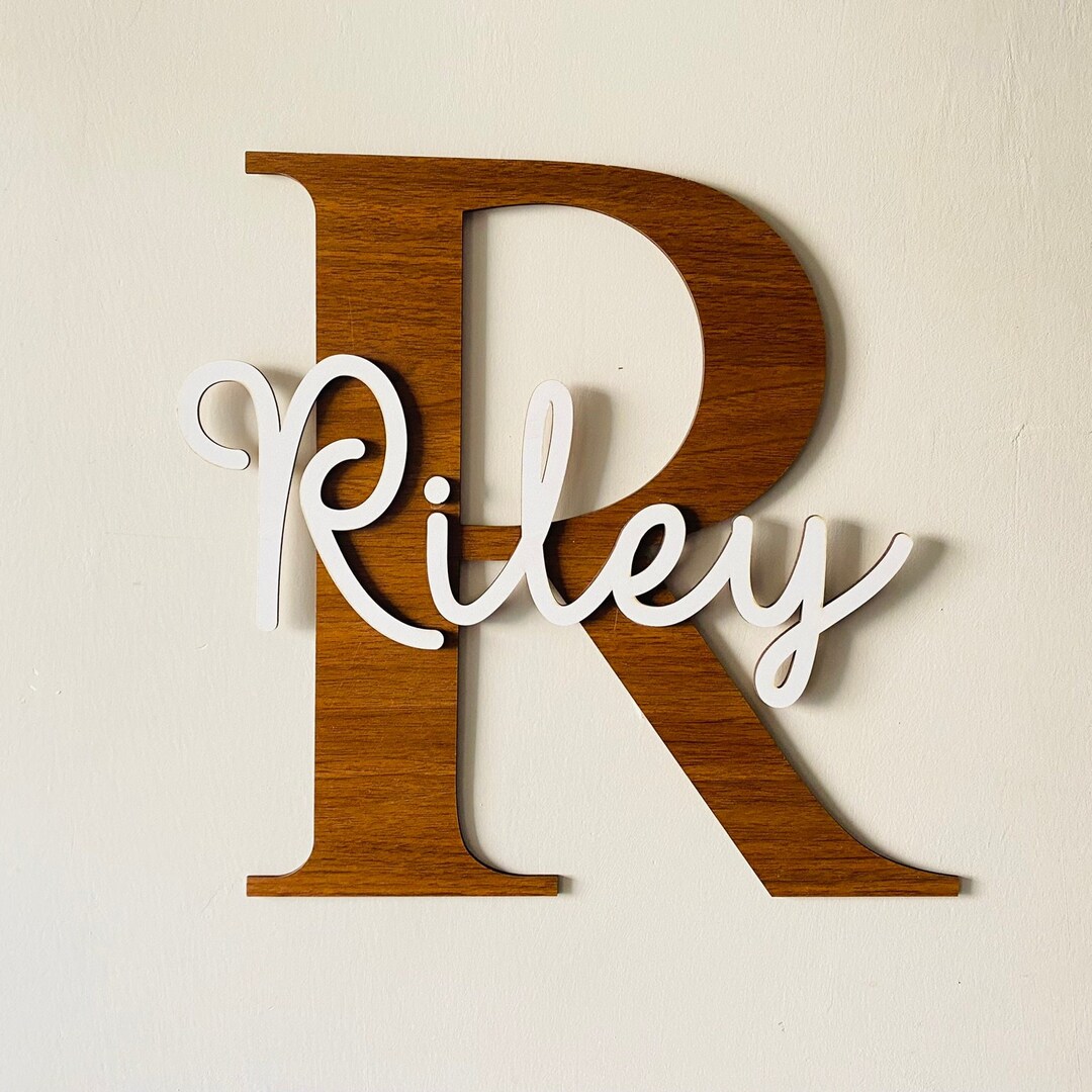 Custom Name Letter Sign With Big Letter Wooden Name Sign Baby Etsy