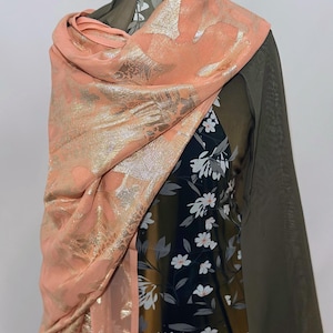 Somali Dirac | Wedding Attire | Cultural Dress - 3pcs Brown & Peach floral Set