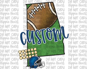Custom state design, custom football design, custom school spirit, custom school mascot, football custom, custom player png, state football