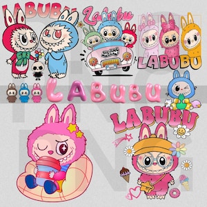 7 Labubu Design PNG Bundle | Kawaii Cute Digital Stickers | cute labubu png | labubu figures Art | labubu download | Labubu PNG Clipart