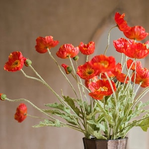 23&#39;&#39; Faux Poppy, Silk Artificial Colorful Flowers, Wild Flowers Home Decor, Gifts