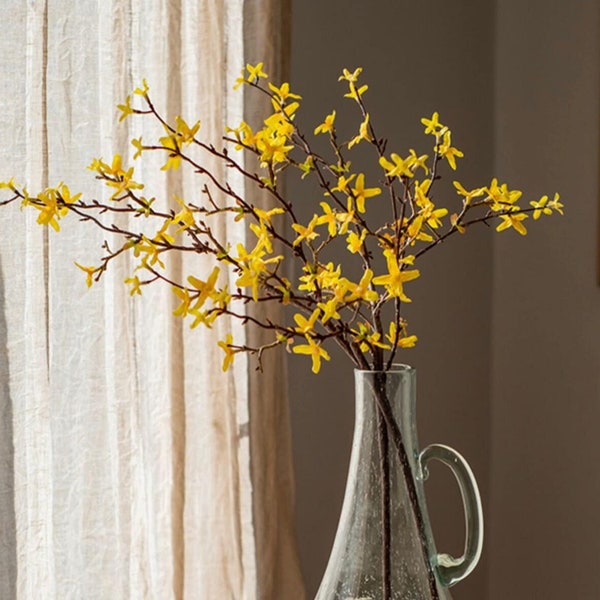 30'' Tall Artificial Forsythia Shrub, Winter Jasmine, Silk Artificial Flowers, Home Decor, Gifts