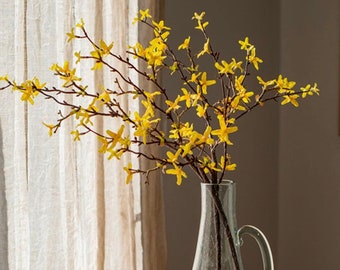 30'' Tall Artificial Forsythia Shrub, Winter Jasmine, Silk Artificial Flowers, Home Decor, Gifts