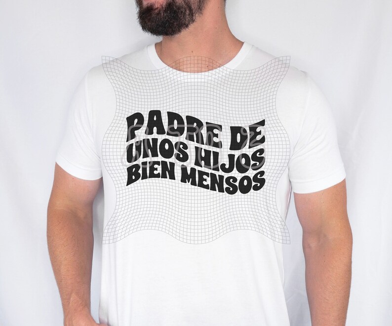 May include: White t-shirt with the text "PADRE DE UNOS HIJOS BIEN MENSOS" in black, bold, retro-style font. The shirt is a classic crew neck style.