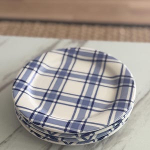 Piatti da insalata vintage Quadrifoglio Italia blu a quadri – Set da 4 – Ceramica italiana di metà secolo