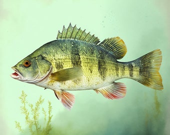 Perch- Watercolor Protrate Of A Perch In the Lake