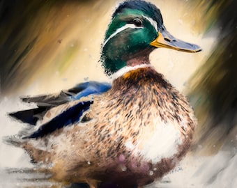 Watercolor Duck-Portrait Of A Duck, Watercolor Digital Print