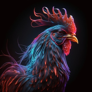 Neon Portrait Of A Chicken- Digital Download