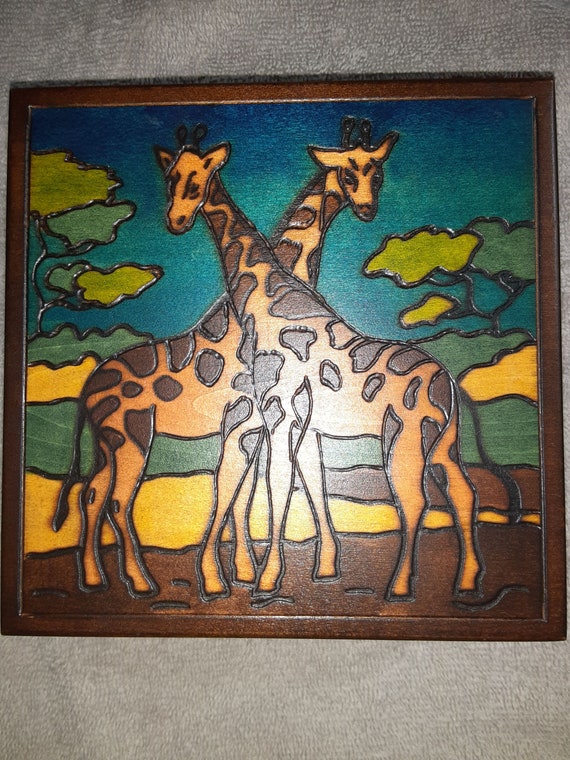 Giraffes/handcrafted wooden box - image 2