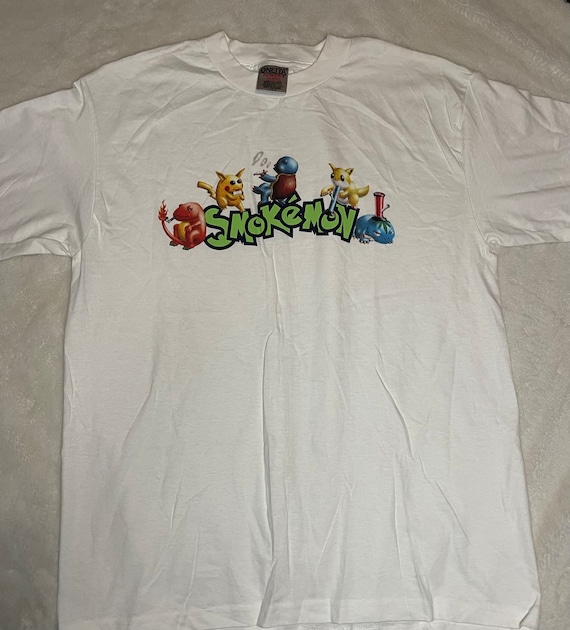 【L】SMOKEMON スモークモン Tシャツ ホワイト パロディ 希少 RARE Smokemon” White T Shirt. Vintage but NEW. Sizes 4 Xxl